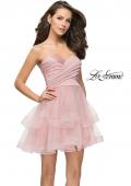 Picture of: Short Homecoming Dress with Tiered Tulle Skirt in Blush, Style: 26654, Main Picture