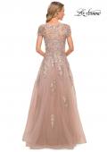Picture of: Gorgeous Lace and Tulle Gown with Full Skirt and Sleeves in Pink, Style: 29829, Back Picture