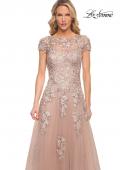 Picture of: Gorgeous Lace and Tulle Gown with Full Skirt and Sleeves in Pink, Style: 29829, Detail Picture 1