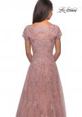 Picture of: Long A-Line Evening Dress with Short Sleeves in Blush, Detail Picture 2
