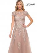 Picture of: Gorgeous Lace and Tulle Gown with Full Skirt and Sleeves in Pink, Style: 29829, Detail Picture 3