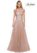 Picture of: Gorgeous Lace and Tulle Gown with Full Skirt and Sleeves in Pink, Style: 29829, Detail Picture 4