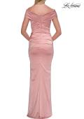 Picture of: Off-the-Shoulder Ruched Satin Evening Gown in Blush, Style: 33620, Detail Picture 4