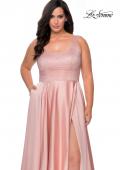 Picture of: Rhinestone Bodice Plus Size Prom Gown with Pockets in Blush, Style: 28879, Detail Picture 1