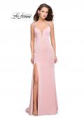 Picture of: Long Jersey Dress with Metallic Straps and Embellishments in Blush, Style: 25660, Main Picture