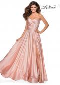 Picture of: Strapless Satin Gown with Pleated Bodice and Slit in Blush, Style: 28608, Main Picture