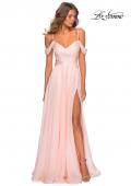 Picture of: Off the Shoulder Chiffon Dress with Scoop Back in Blush, Style: 28942, Main Picture
