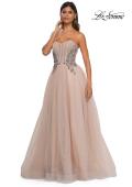 Picture of: Tulle A-line Prom Dress with Beautiful Rhinestone Side Detail in Blush, Style: 32767, Detail Picture 9