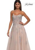 Picture of: Tulle A-line Prom Dress with Gorgeous Rhinestone Lace Applique in Blush, Style: 33028, Detail Picture 9