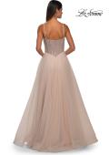 Picture of: Tulle A-line Prom Dress with Rhinestone Detail on Corset Top in Blush, Style: 32675, Detail Picture 10