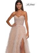 Picture of: Soft Ruffle Tulle Gown with an Illusion Corset Style Top in Blush , Style: 32528, Detail Picture 11