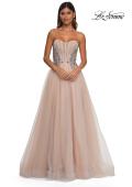 Picture of: Tulle A-line Prom Dress with Beautiful Rhinestone Side Detail in Blush, Style: 32767, Detail Picture 11