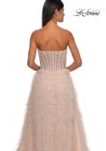 Picture of: Soft Ruffle Tulle Gown with an Illusion Corset Style Top in Blush , Style: 32528, Detail Picture 12