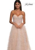 Picture of: Soft Ruffle Tulle Gown with an Illusion Corset Style Top in Blush , Style: 32528, Detail Picture 13