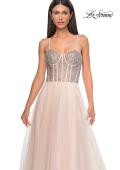 Picture of: Rhinestone Embellished Corset with Lace Up Back and Tulle Skirt in Blush , Style 32703, Detail Picture 14
