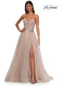 Picture of: Strapless A-line Tulle Dress with Floral Waist Detail in Blush, Style: 32789, Detail Picture 14