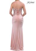 Picture of: Strapless Embellished Corset Gown with High Slit and Lace-Up Back in Blush, Style: 33761, Detail Picture 14