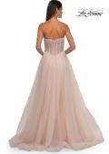 Picture of: Strapless A-line Tulle Dress with Floral Waist Detail in Blush, Style: 32789, Detail Picture 15