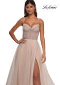 Picture of: Tulle A-line Prom Dress with Rhinestone Detail on Corset Top in Blush, Style: 32675, Detail Picture 17
