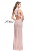 Picture of: Form Fitting Prom Dress with Rhinestones and Racer Back in Blush, Style: 25967, Back Picture