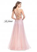 Picture of: High Neck Tulle A-line Prom Dress with Pockets in Blush, Style: 26250, Back Picture