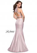 Picture of: Beaded Two Piece Mermaid Prom Dress with Open Back in Blush, Style: 26255, Back Picture