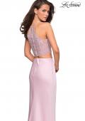 Picture of: Two Piece Racerback Prom Dress with Lace Detail in Blush, Style: 26926, Back Picture