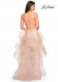 Picture of: High- Low Tulle Dress with Lace Bust and Strappy Back in Blush, Style: 27466, Back Picture