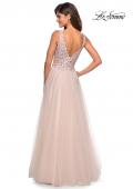 Picture of: Long Tulle Gown with Embellished Sheer Bodice in Blush, Style: 27574, Back Picture