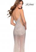 Picture of: Beaded Prom Dress with Sheer Skirt and Shorts in Blush, Style: 28601, Back Picture