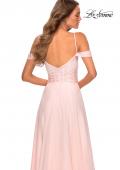 Picture of: Off the Shoulder Chiffon Dress with Scoop Back in Blush, Style: 28942, Back Picture
