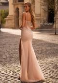 Picture of: Fitted Net Dress with Rhinestones and U Slit in Blush , Style 32840, Back Picture