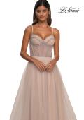 Picture of: Tulle A-line Prom Dress with Rhinestone Detail on Corset Top in Blush, Style: 32675, Detail Picture 19