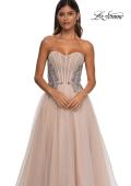 Picture of: Tulle A-line Prom Dress with Beautiful Rhinestone Side Detail in Blush, Style: 32767, Detail Picture 25