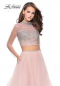 Picture of: Long Sleeve Two Piece Dress with Tulle Ruffle Skirt in Blush, Style: 25555, Detail Picture 1