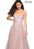 Picture of: A Line Lace Evening Dress with V Neckline in Blush, Style: 27320, Detail Picture 1