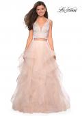 Picture of: Two Piece Metallic Tulle Dress with Rhinestone Bust in Blush, Style: 27445, Detail Picture 1