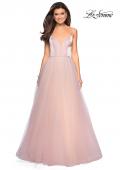 Picture of: Tulle evening Gown with Satin Bust and V Shaped Back in Blush, Style: 27485, Detail Picture 1