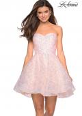 Picture of: Short Prom Dress with Sequins and A-Line Skirt in Blush, Style: 27517, Detail Picture 1