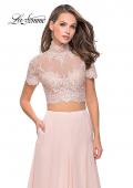 Picture of: Two Piece Dress with Beaded Lace Top and Sheer Back in Blush, Style: 25401, Detail Picture 2