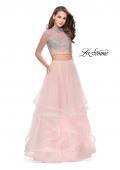 Picture of: Long Sleeve Two Piece Dress with Tulle Ruffle Skirt in Blush, Style: 25555, Detail Picture 2