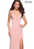 Picture of: Form Fitting Prom Dress with Tape Beaded Straps in Blush, Style: 27060, Detail Picture 2