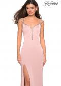Picture of: Long Gown with Intricate Tape Beading and Illusion Detail in Blush, Style: 27081, Detail Picture 2