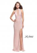 Picture of: Form Fitting Prom Dress with Rhinestones and Racer Back in Blush, Style: 25967, Detail Picture 3