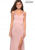 Picture of: Form Fitting Prom Dress with Slit and Beaded Straps in Blush, Style: 27519, Detail Picture 3