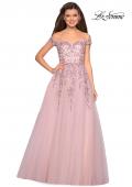 Picture of: Off the Shoulder Tulle Gown with BEaded Embellishments in Blush, Style: 27595, Detail Picture 3