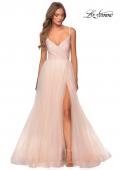 Picture of: Tulle A-line Dress with Patterned Rhinestone Bodice in Blush, Style: 28511, Detail Picture 3