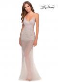 Picture of: Beaded Prom Dress with Sheer Skirt and Shorts in Blush, Style: 28601, Detail Picture 3