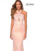 Picture of: Metallic Criss Cross Jersey Dress with Rhinestones in Blush, Style: 28745, Detail Picture 3