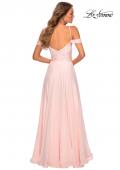 Picture of: Off the Shoulder Chiffon Dress with Scoop Back in Blush, Style: 28942, Detail Picture 3